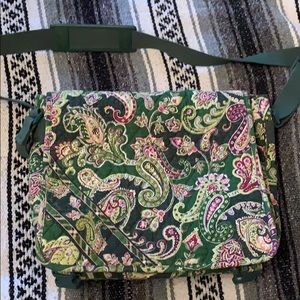 VERA BRADLEY GREEN PAISLEY MESSENGER BAG
